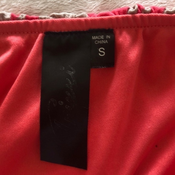 Trixxi. Strapless Maxi Dress. Pink and Tan. Small - Picture 8 of 9